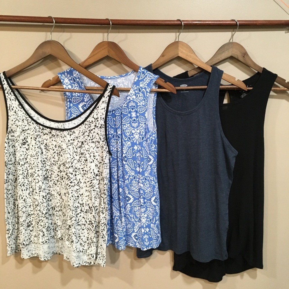 Old Navy Loft American Eagle Tank Top Bundle Womens S Black Blue Layering Basics